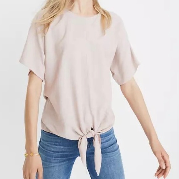 SOLD-Madewell Tie Front Button Back Pinstripe Blouse - Picture 3 of 9